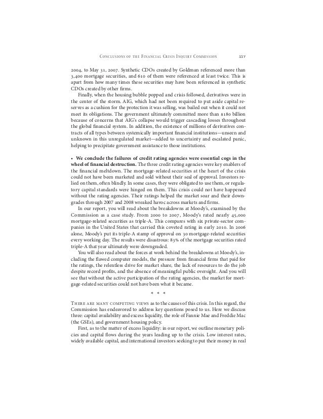 Conclusions of the Financial Crisis Inquiry Commission